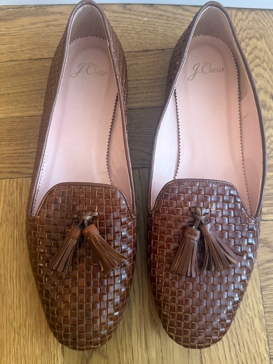 J. Crew Shoes - 🤎 J.Crew Woven Leather Tassel Loafers Flats Size 9 Brown Slip On Preppy Classic